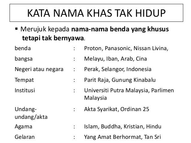 Kata nama khas hidup (manusia). Kata Nama Khas Tidak Hidup Tahun 5 Other Quizizz