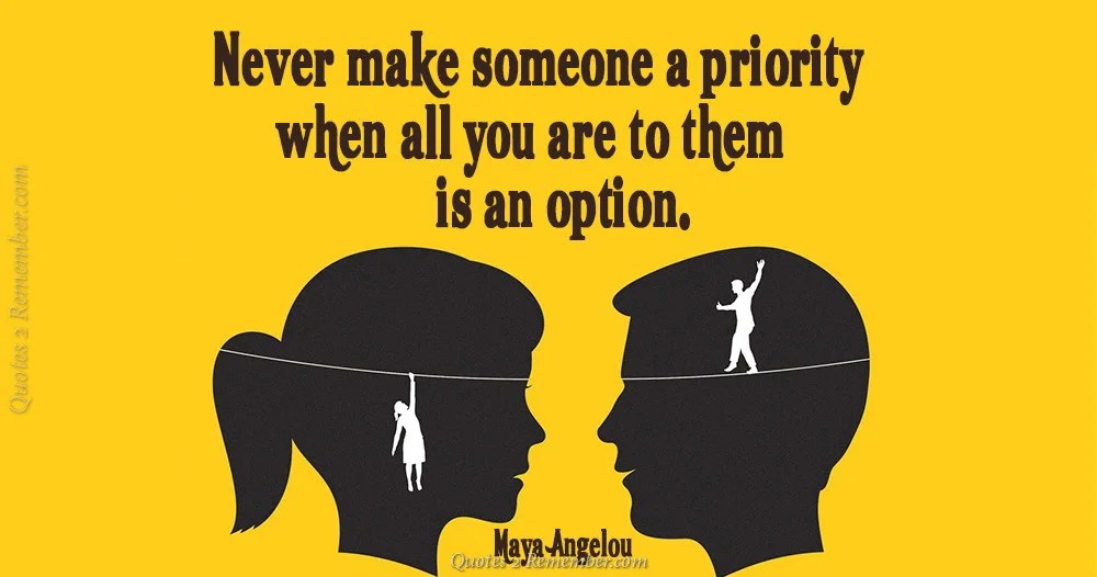 Everyone has their priorities set. Never Make Someone A Priority Quotes 2 Remember