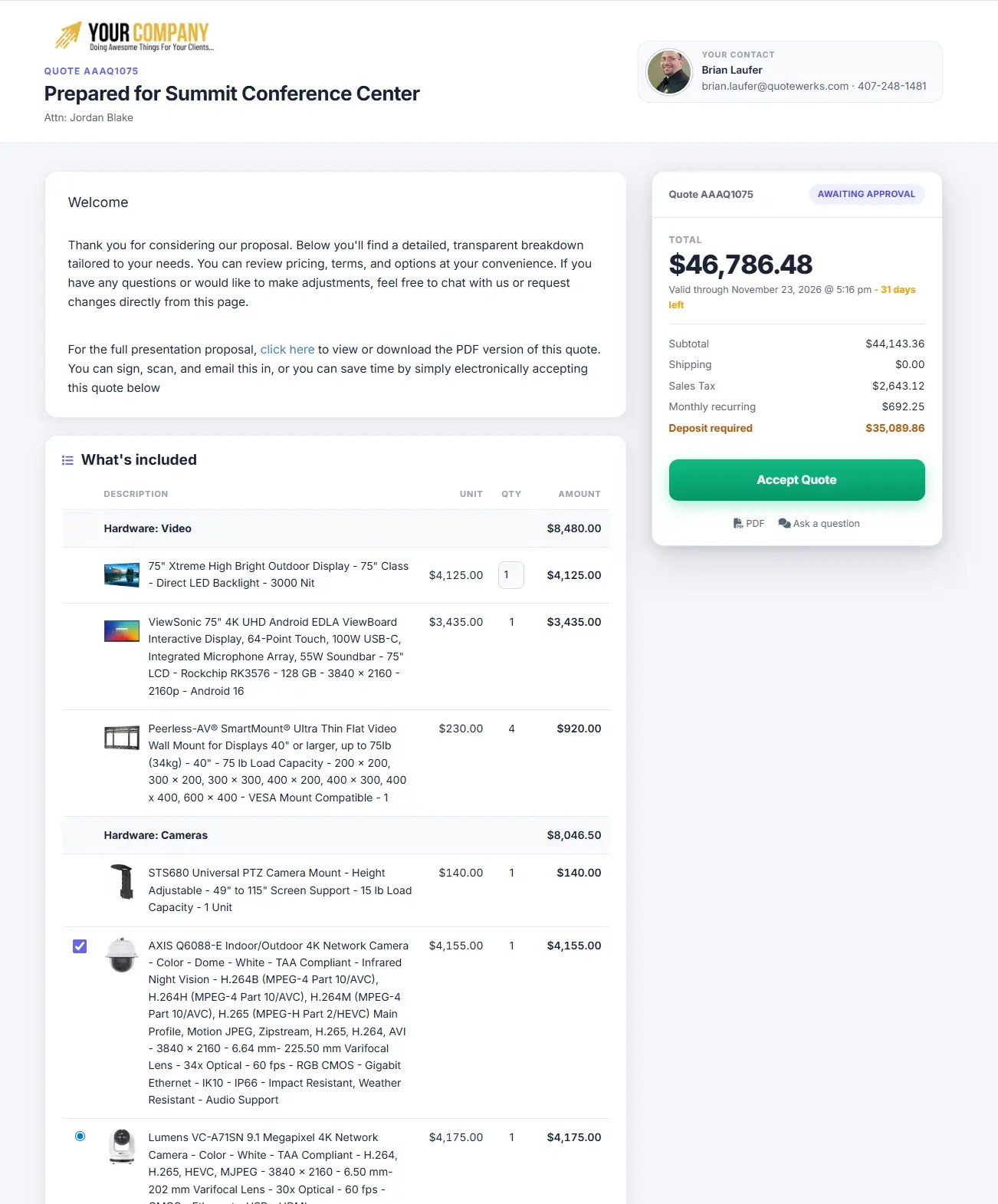 Sample QuoteValet Template (Summit)