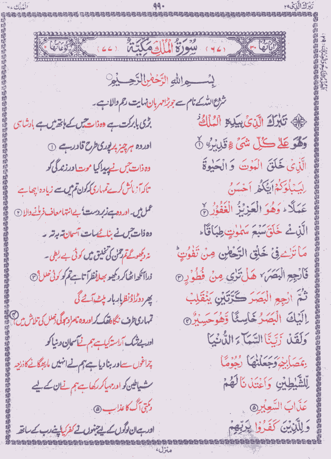 Surah mulk in urdu translation