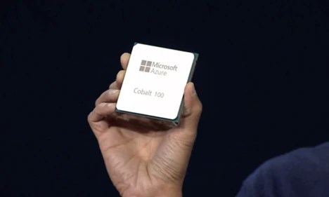 Microsoft Azure Cobalt 100 in hand.