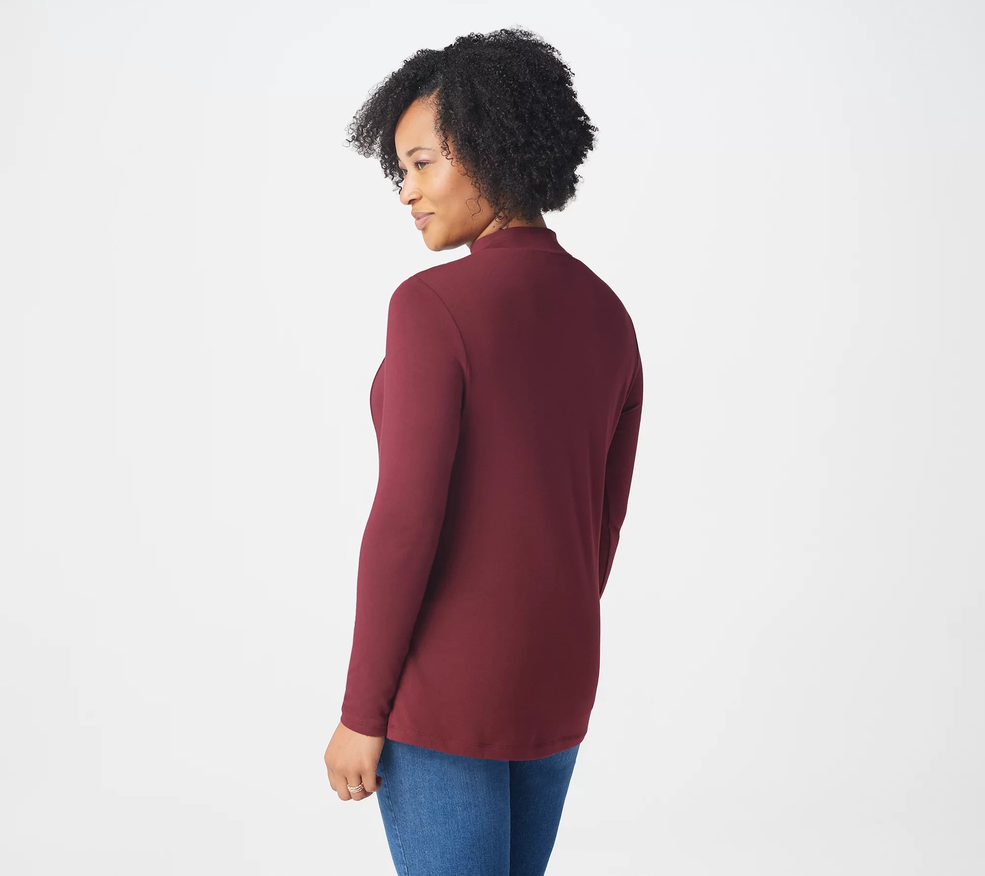 These boots feature soft cow suede uppers, plush shearling/faux fur lining . Isaac Mizrahi Live! Mock-Neck Long Sleeve Knit Top with Princess Seams - QVC.com