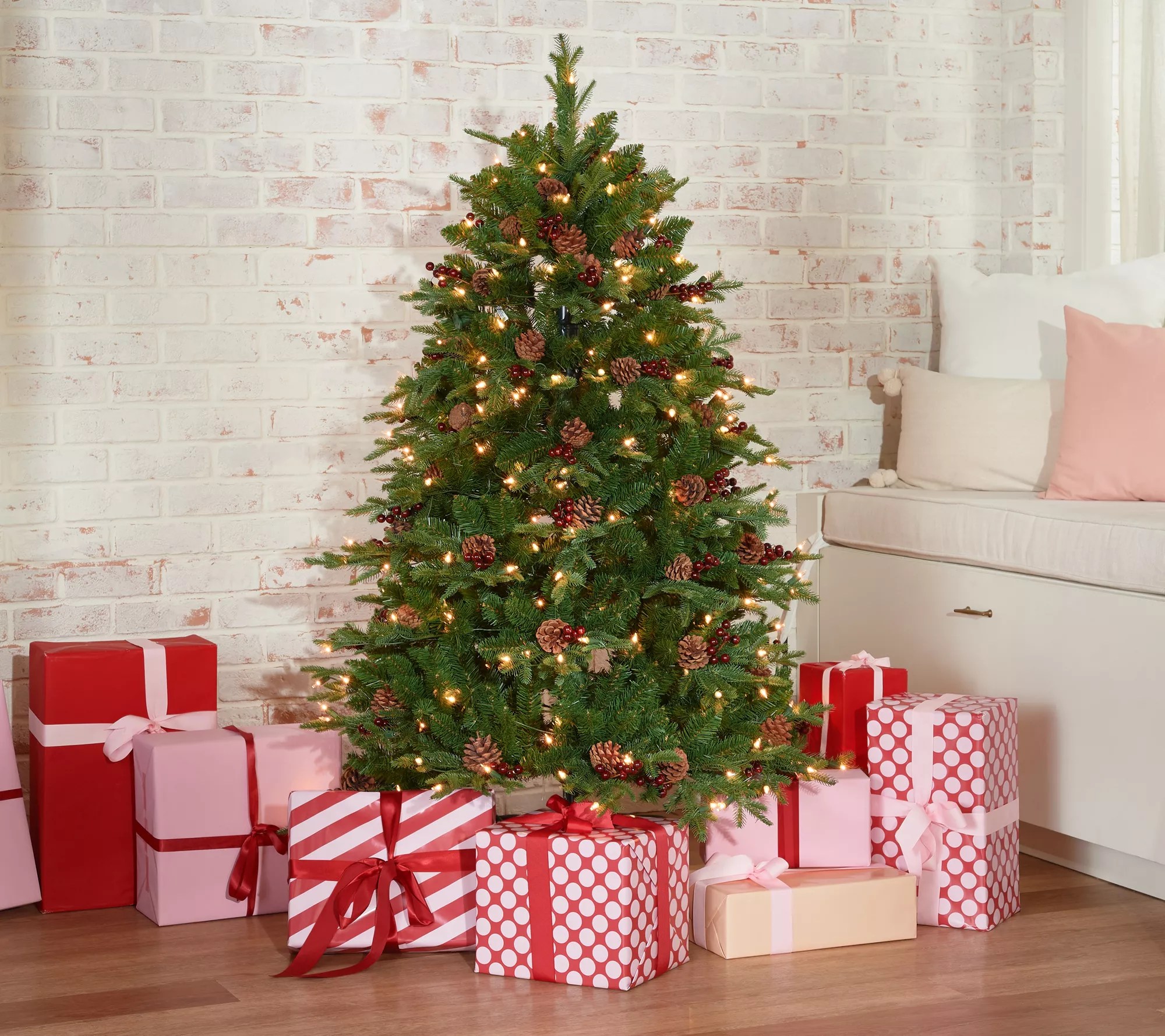 Santa S Best Starry Light Cumberland Spruce Christmas Tree Qvc Uk