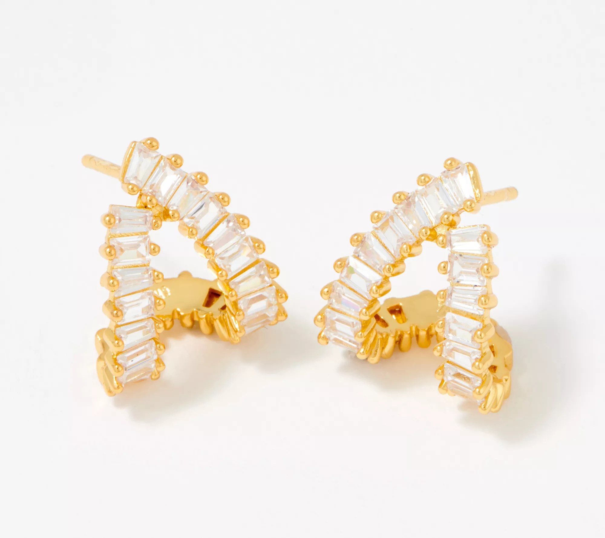 Diamonique x Zaxie Baguette Huggie Earrings