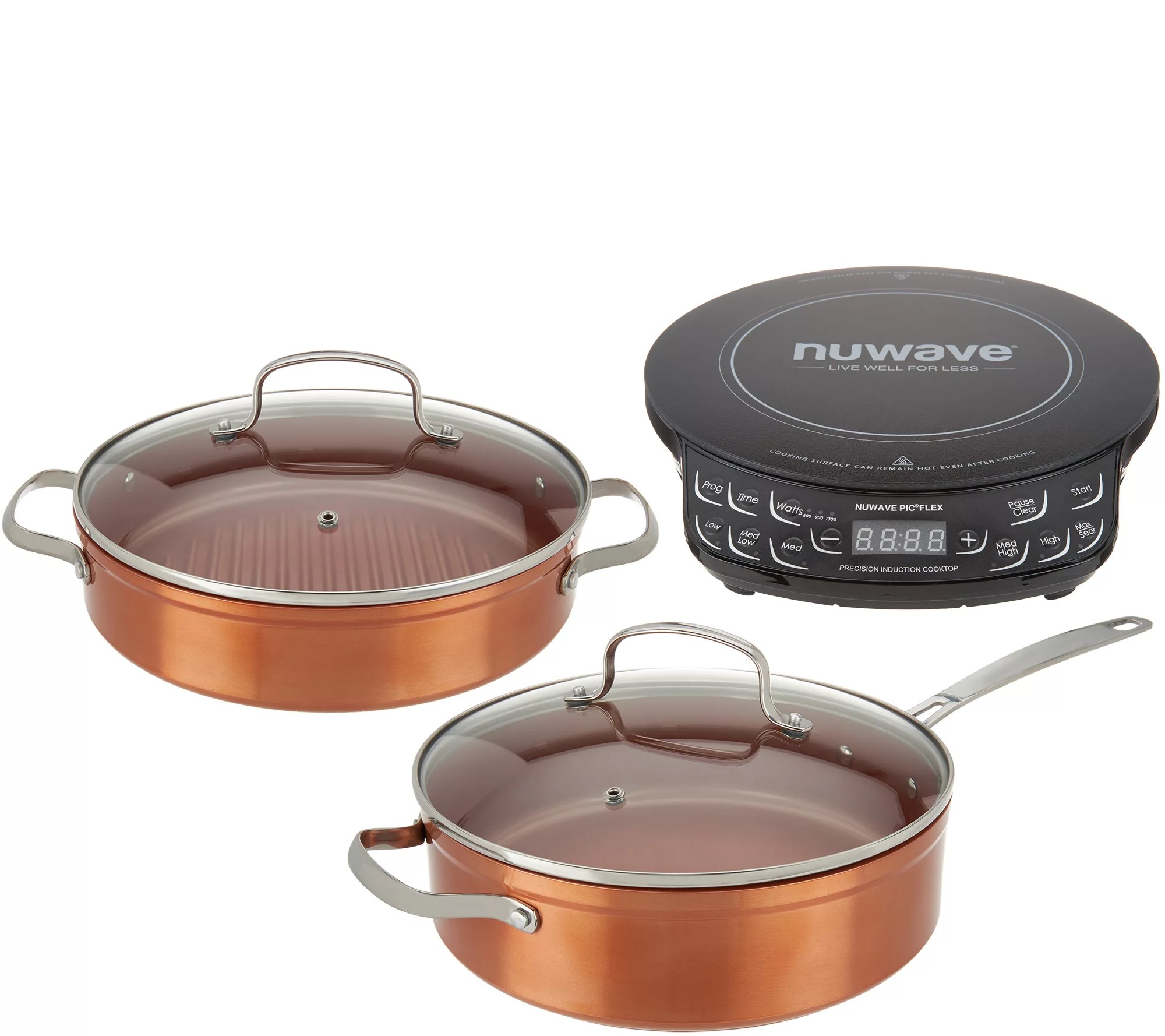 Nuwave Induction Cooktop Flex With 4 Qt Pan 3 Qt Grill Pan Qvc Com