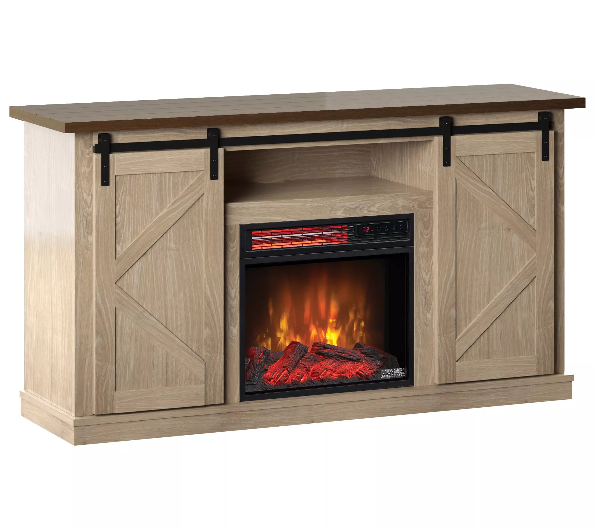 Ameriwood Furniture Farmington Electric Fireplace Tv Console For Tvs Up To 50 Ivory Oak