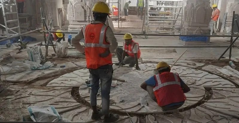 ayodhya ram temple trust shares pictures of floor inlay work