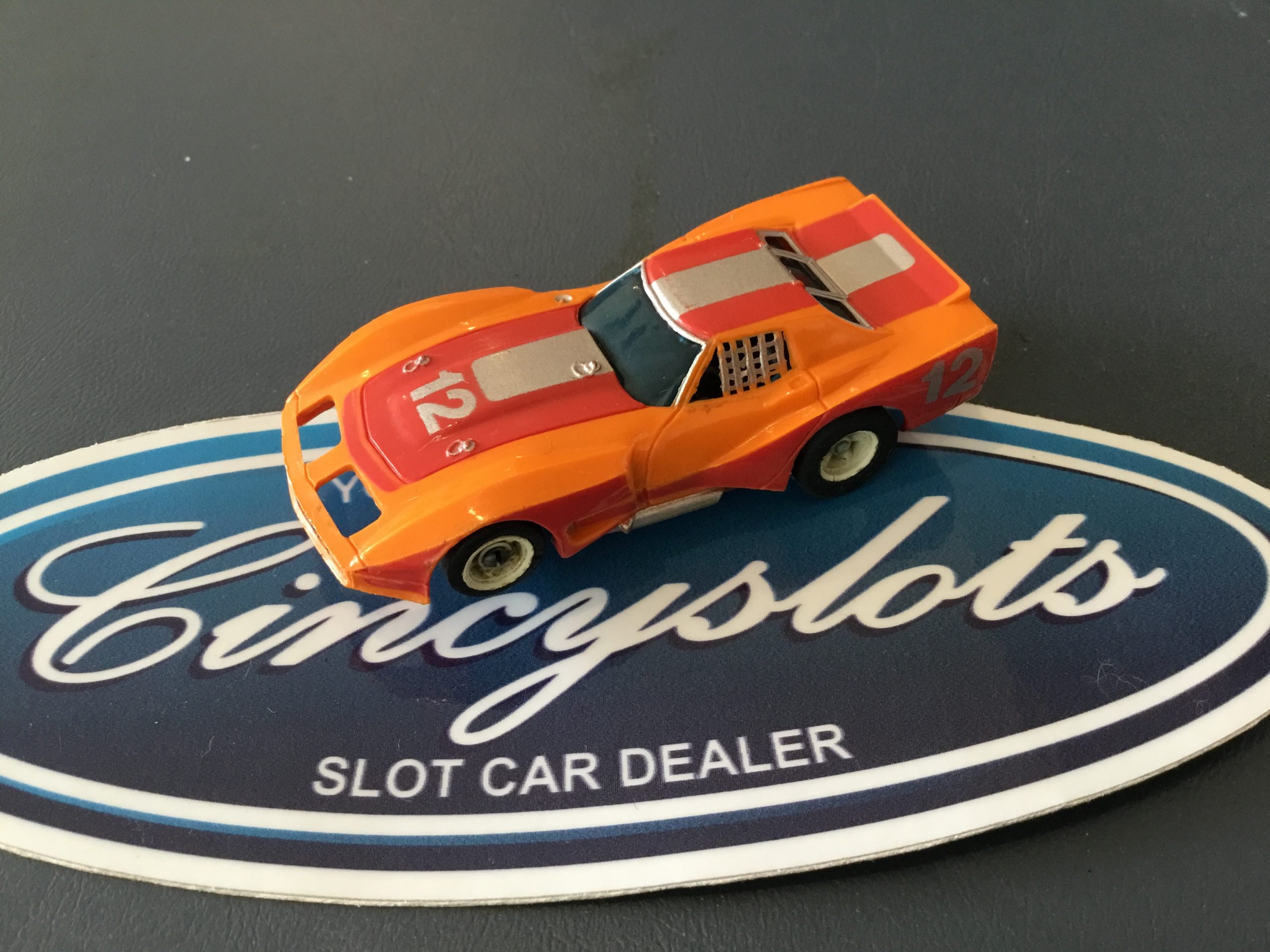 AURORA AFX SLOT CAR CORVETTE GT ORANGE RED SILVER #12