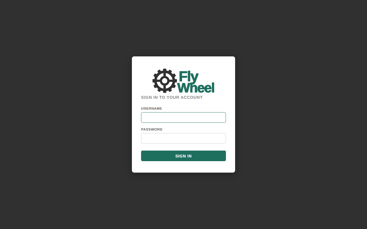 FlyWheel login screenshot