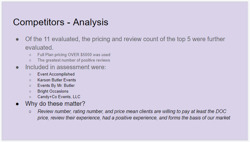 Competitor Analysis from Presentation