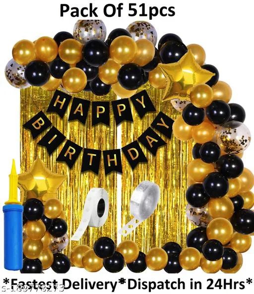 PARTY SUPPLIES Happy Birthday Decoration Kit Combo – 51pcs