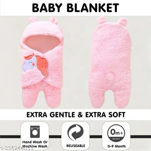 Baby Blanket New Born Hooded Wearable Wrapper for Baby Girls & Boys | Unicorn White ,Blue,Pink