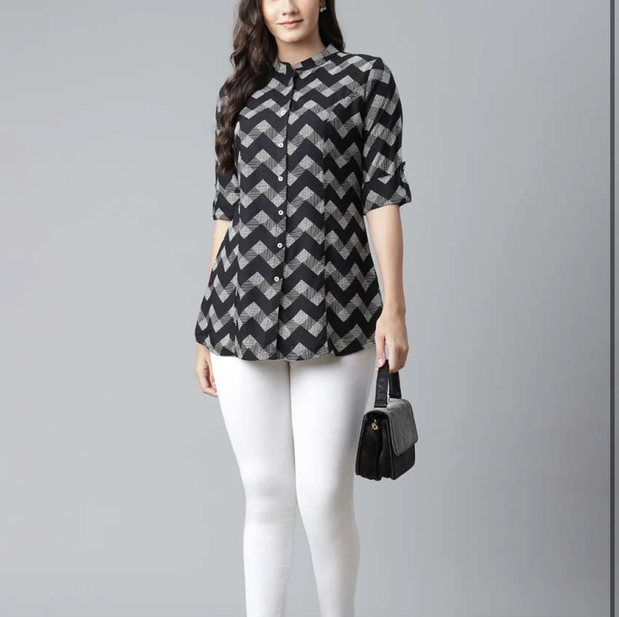 Black and white geometric printed shirt