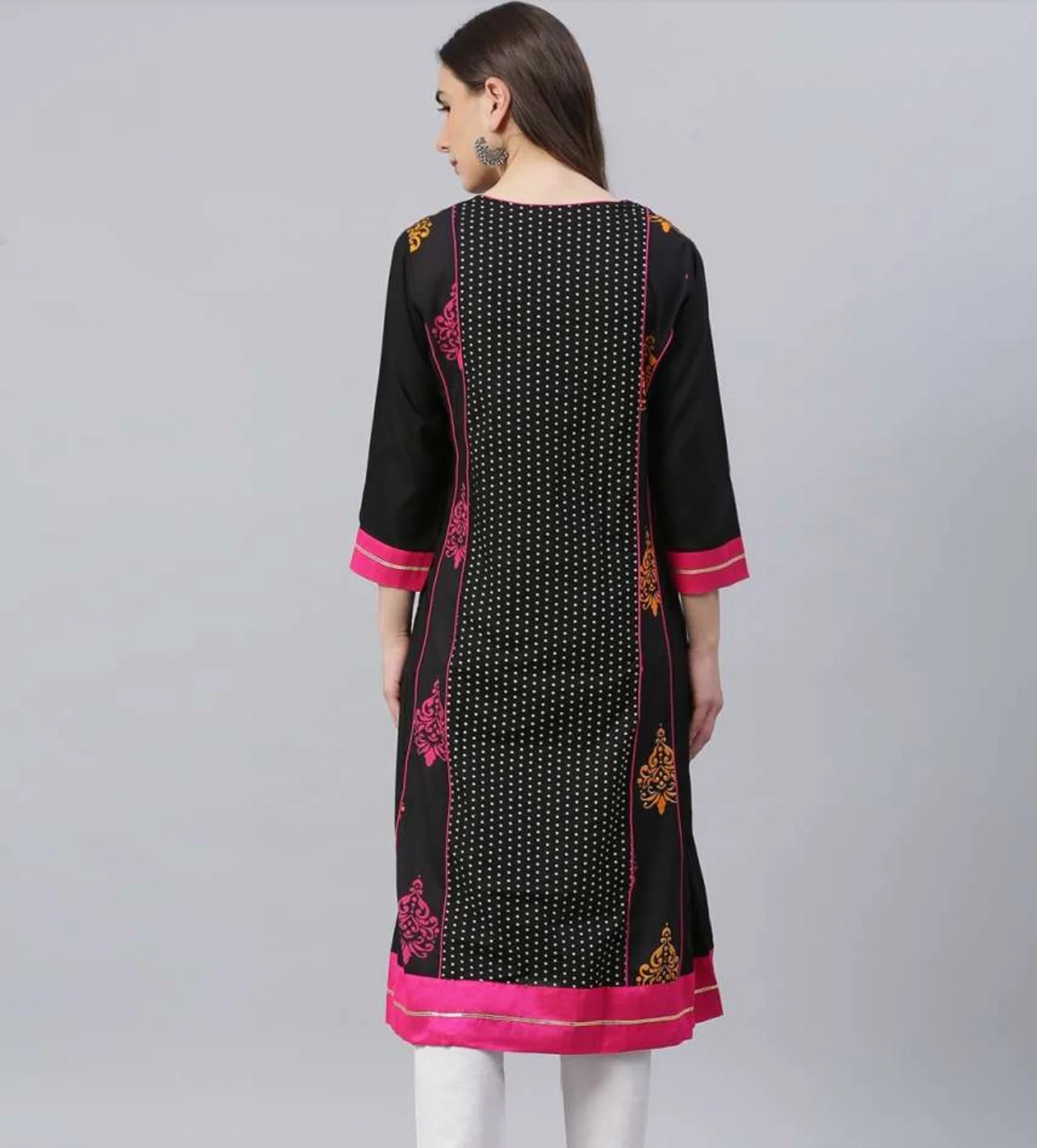 Womens Black & Pink Kurta