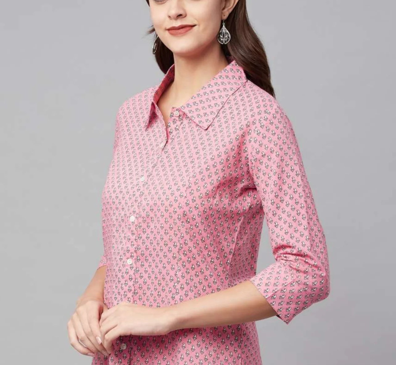 Pink floral printed opaque Casual shirt