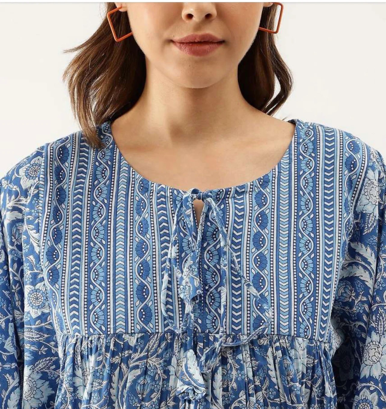 Blue & white regular A-line top
