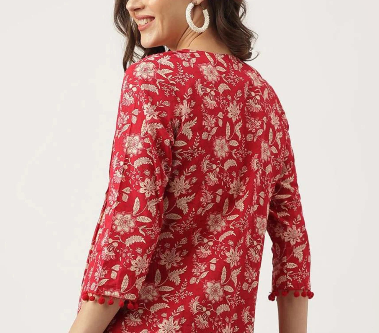 Maroon & beige a-line top