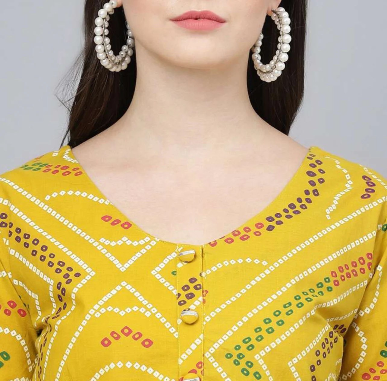 Mustard Ethnic Motifs Printed Longline Top