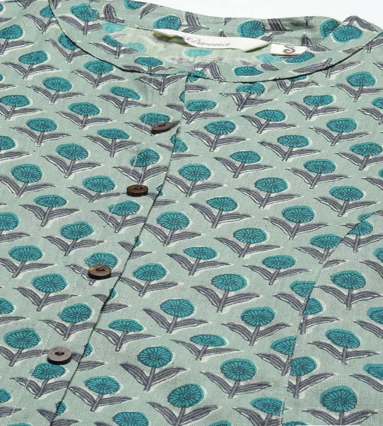 Green Ethnic motifs printed Kurta
