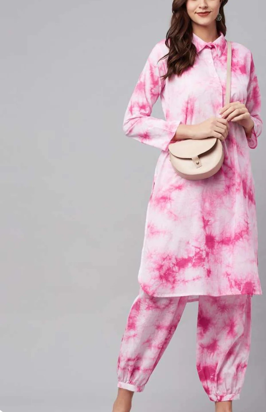 Pink dyed Kurta with Salwar