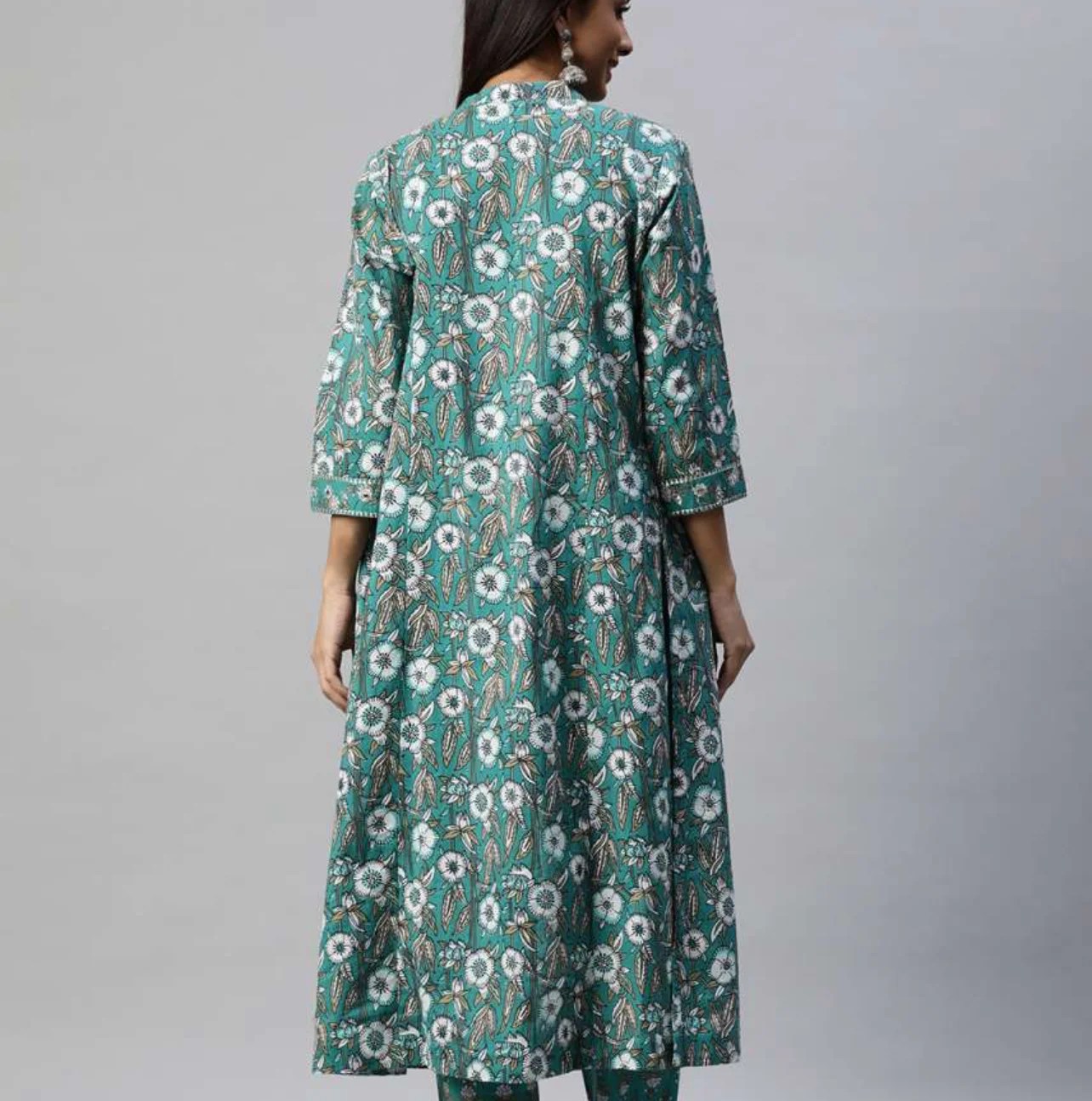 Green printed Kurta with Trousers