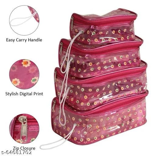 Set of 4 Multipurpose Transparent Travel Pouch Makeup Toiletry Kit Bag