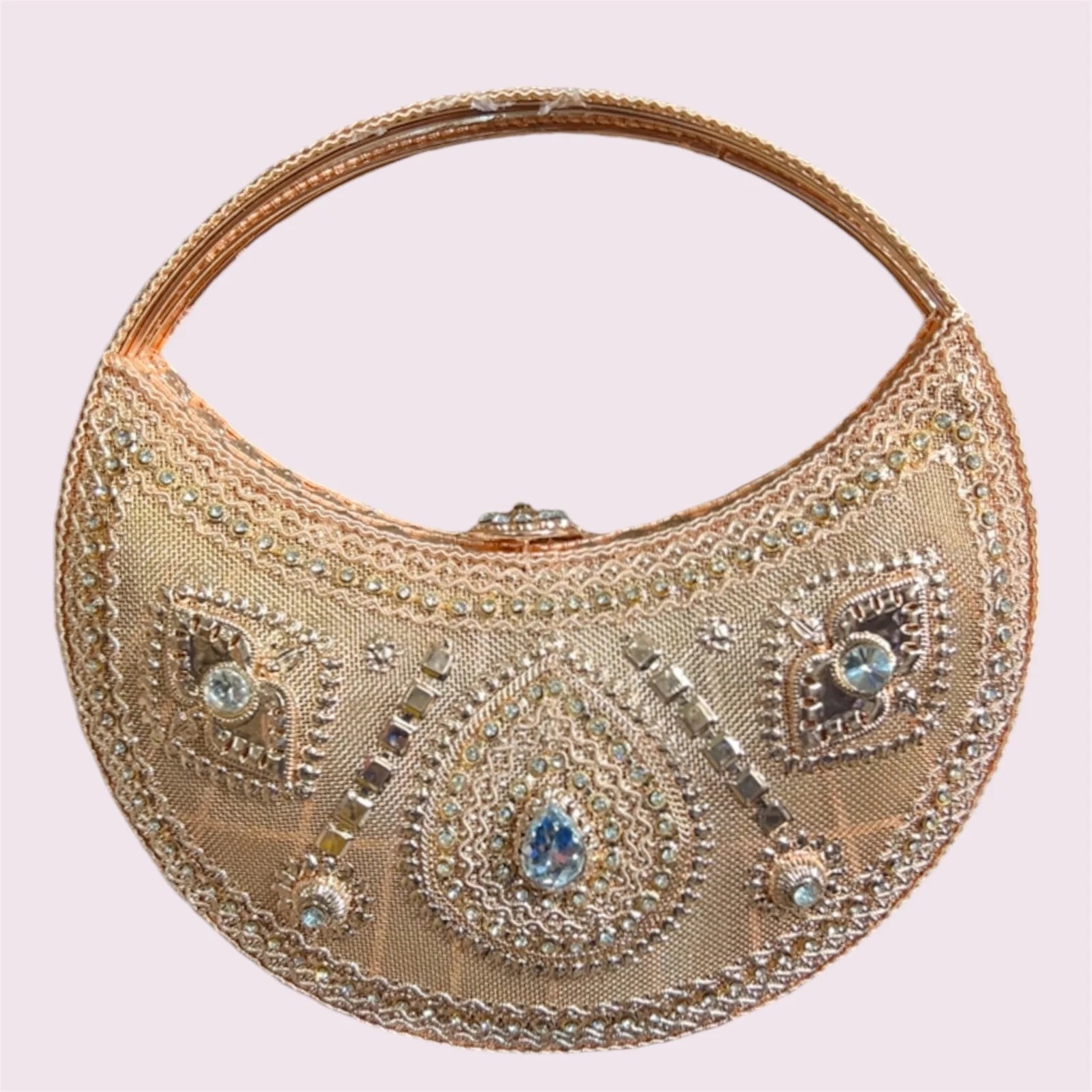 DIAMOND STUDED METAL CLUTCH