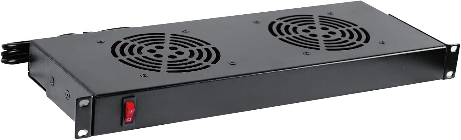 Rack Cabinet Mounted Server 1U 2 Fan Unit Cooling System Exhaust Airflow, for Cooling AV, Home Theater, Network 19inch Racks