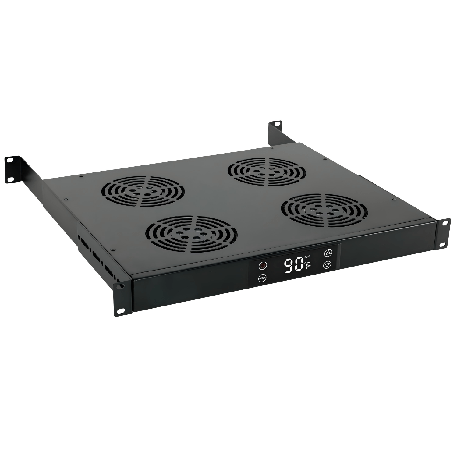1U Rack Mount Cooling Fans, 4 Fans Cooling System with Thermostat,Digital Heat Monitor Display & Overheat Alarm Sensor, Adjustable Temperature Control and Depth