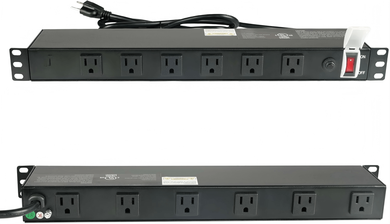 1U Rackmount Network-Grade PDU Power Strip, 12 Wide-Spaced Right Angle Outlets, Circuit Breaker 12A (UL Certified 12A) 6ft Cord w/ 5-15P Plug