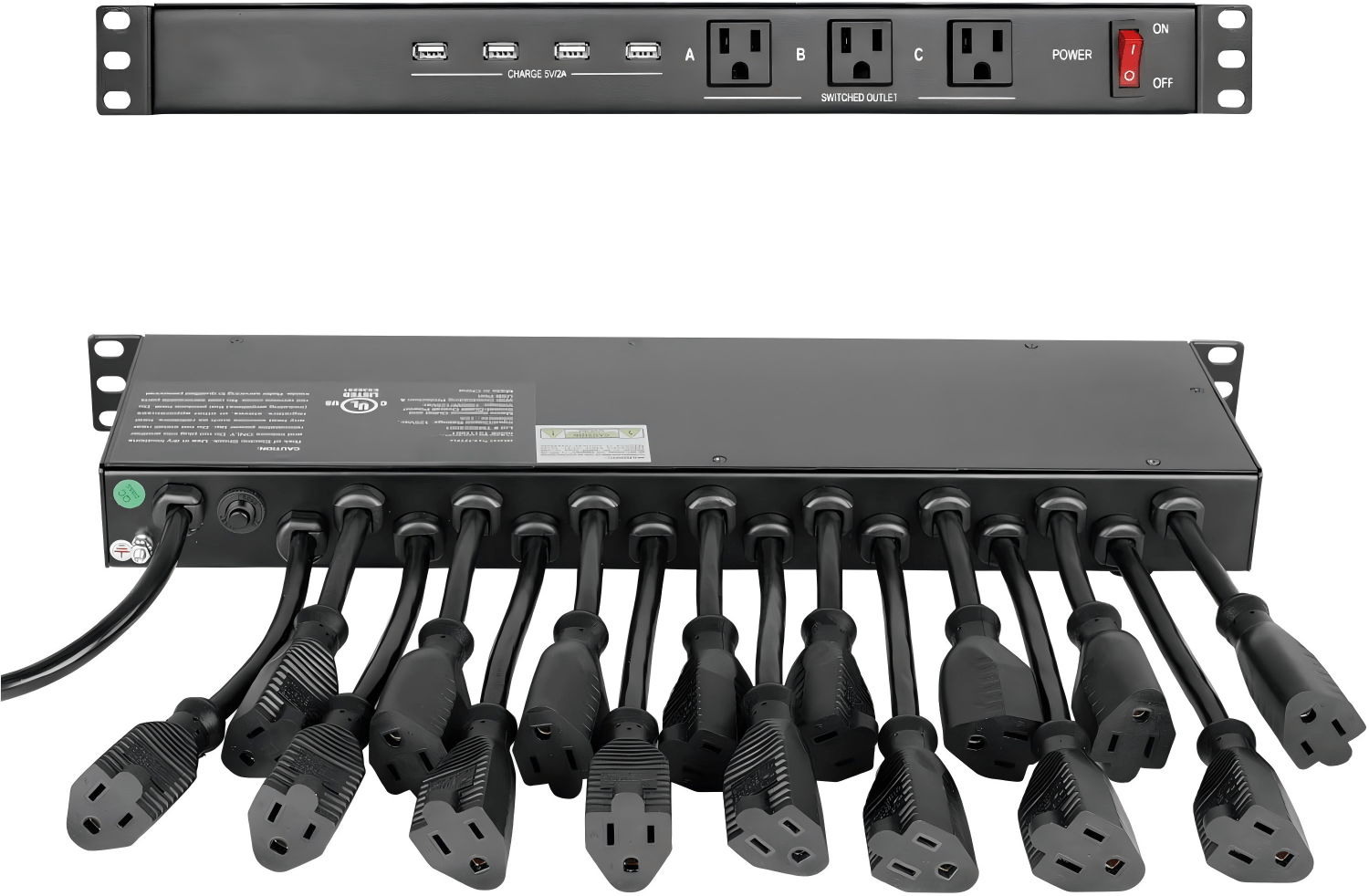 1U Rack Mount 19 Outlet PDU Power Distribution Unit Power Strip Circuit Breaker fits 19-inch AV/Network/Server Cabinet/Closet/Enclosure