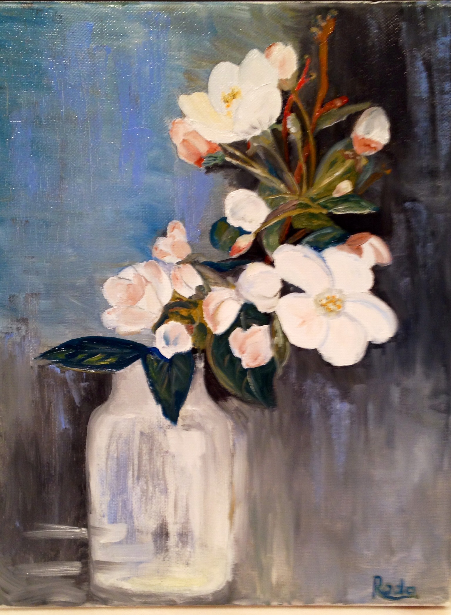 077. Apple tree flowers, Unframed size: 11" x 14"