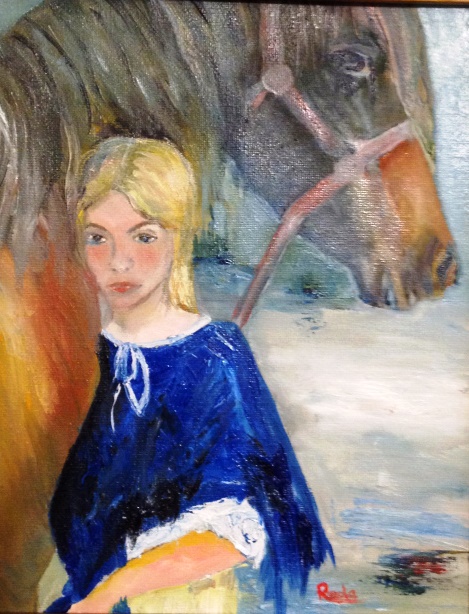 002. Girl and House, Unframed size: 9" x 11"