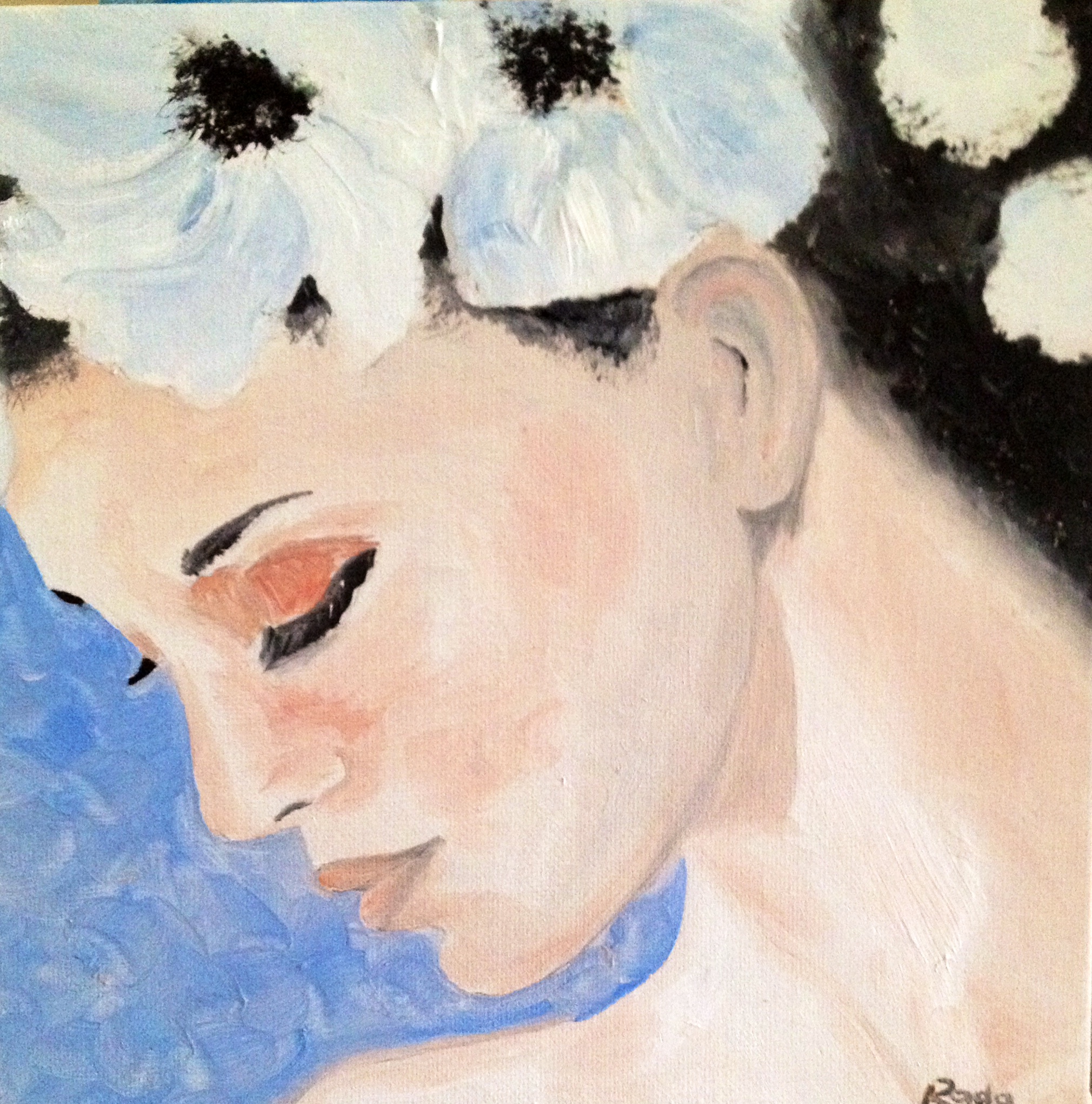 079. White Flower, Unframed size: 8" x 8"