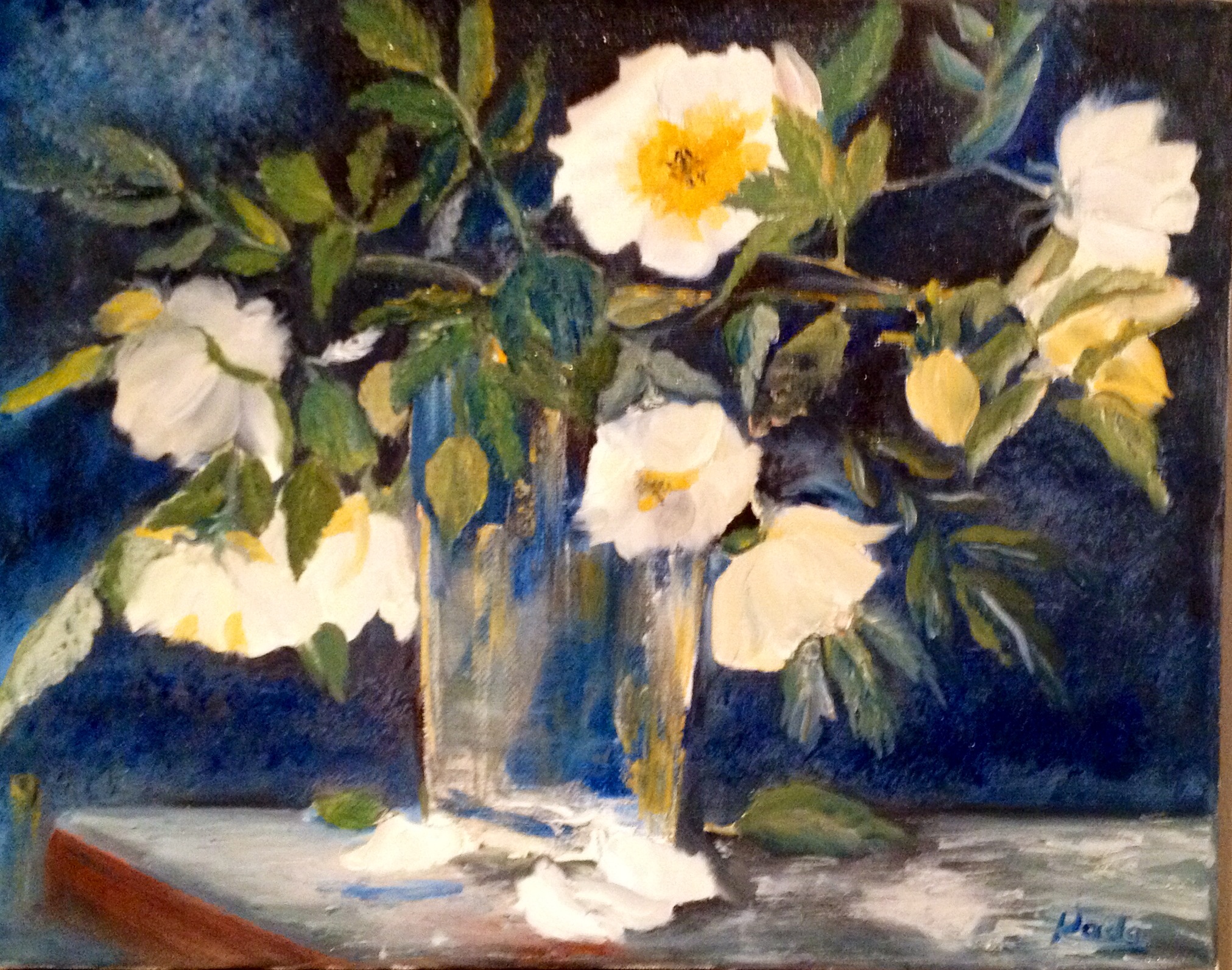 078. Wild Roses, Unframed size: 14" x 11"