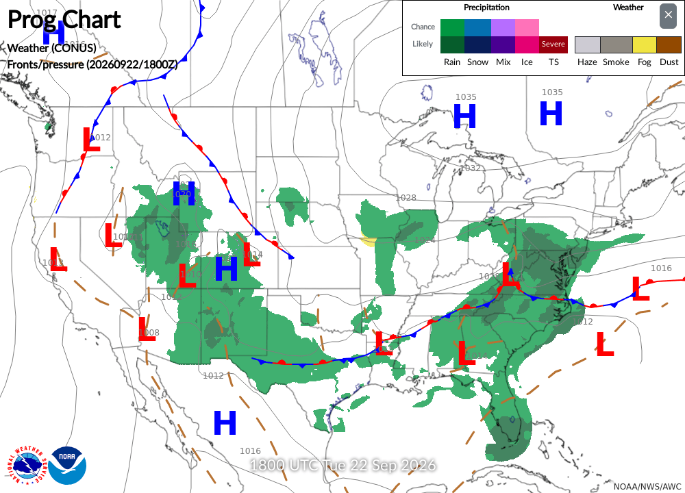 United States Weather Turbulence Forecast Surface Analysis 