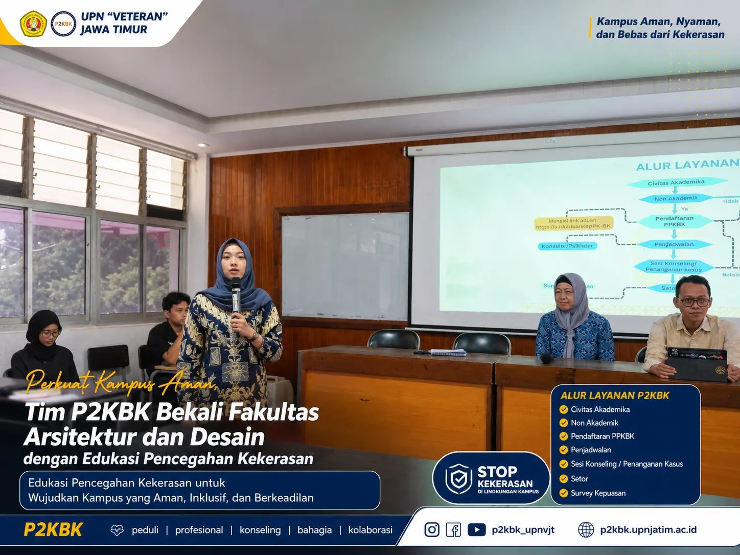 Perkuat Kampus Aman, Tim P2KBK Bekali Fakultas Arsitektur dan Desain UPN “Veteran” Jatim dengan Edukasi Pencegahan Kekerasan