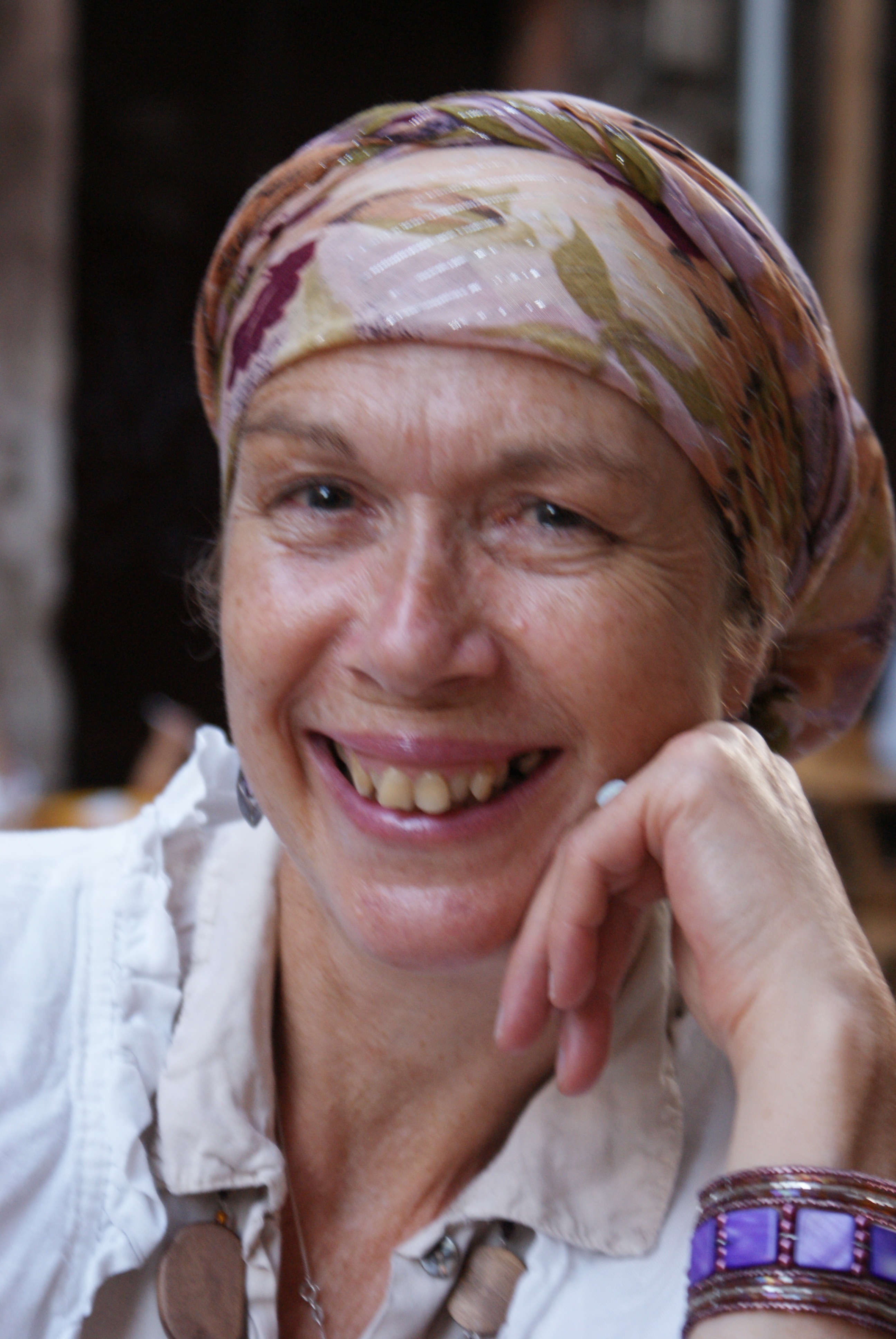 Rivka Cymbalist wearing colorful scarf