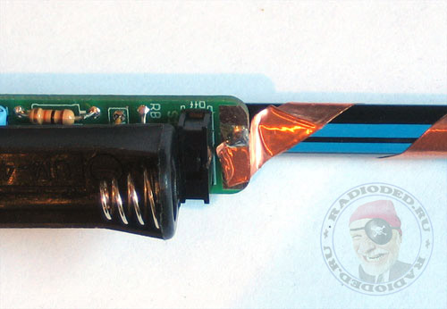 Подключение медной ленты к плате звук рисующего карандаша