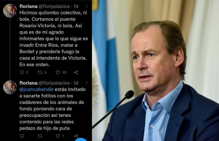 Por amenaza de muerte, Gustavo Bordet instruyó a realizar una denuncia