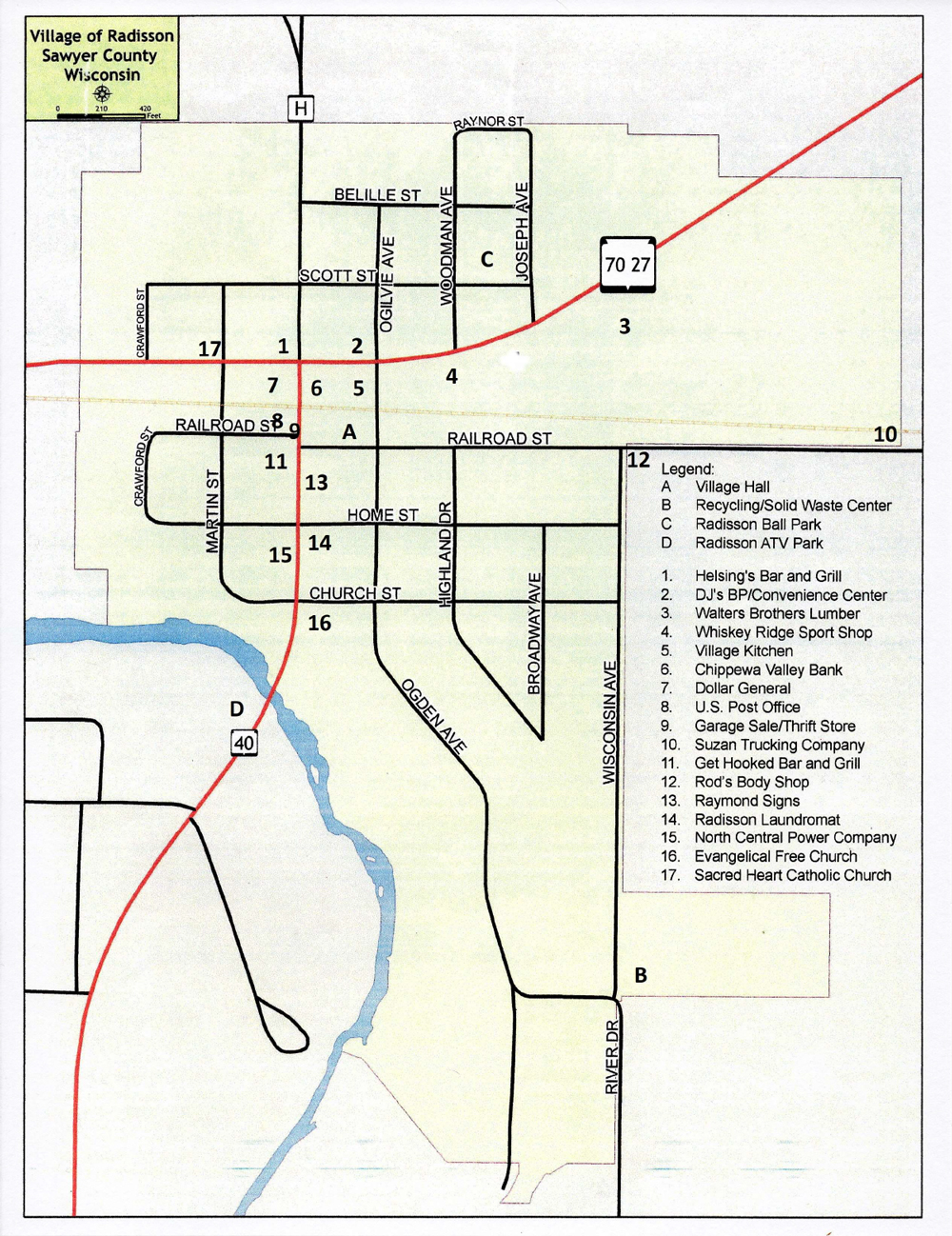 Radisson Wisconsin Business Map