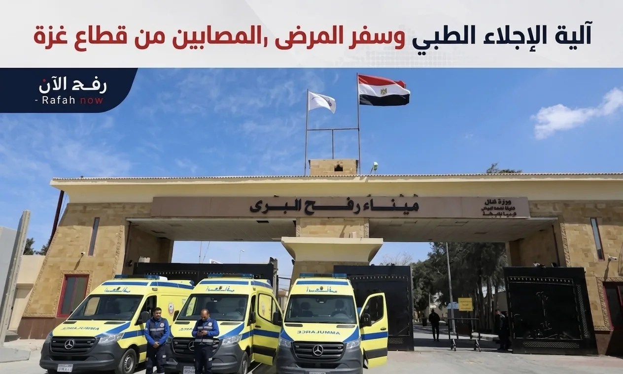 آلية الإجلاء الطبي وسفر المرضى والمصابين من قطاع غزة
