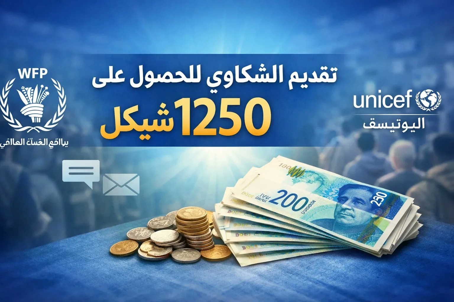 رابط رسمي لتقديم شكاوى مساعدات “1250 شيكل” المقدمة من الغذاء العالمي واليونيسف