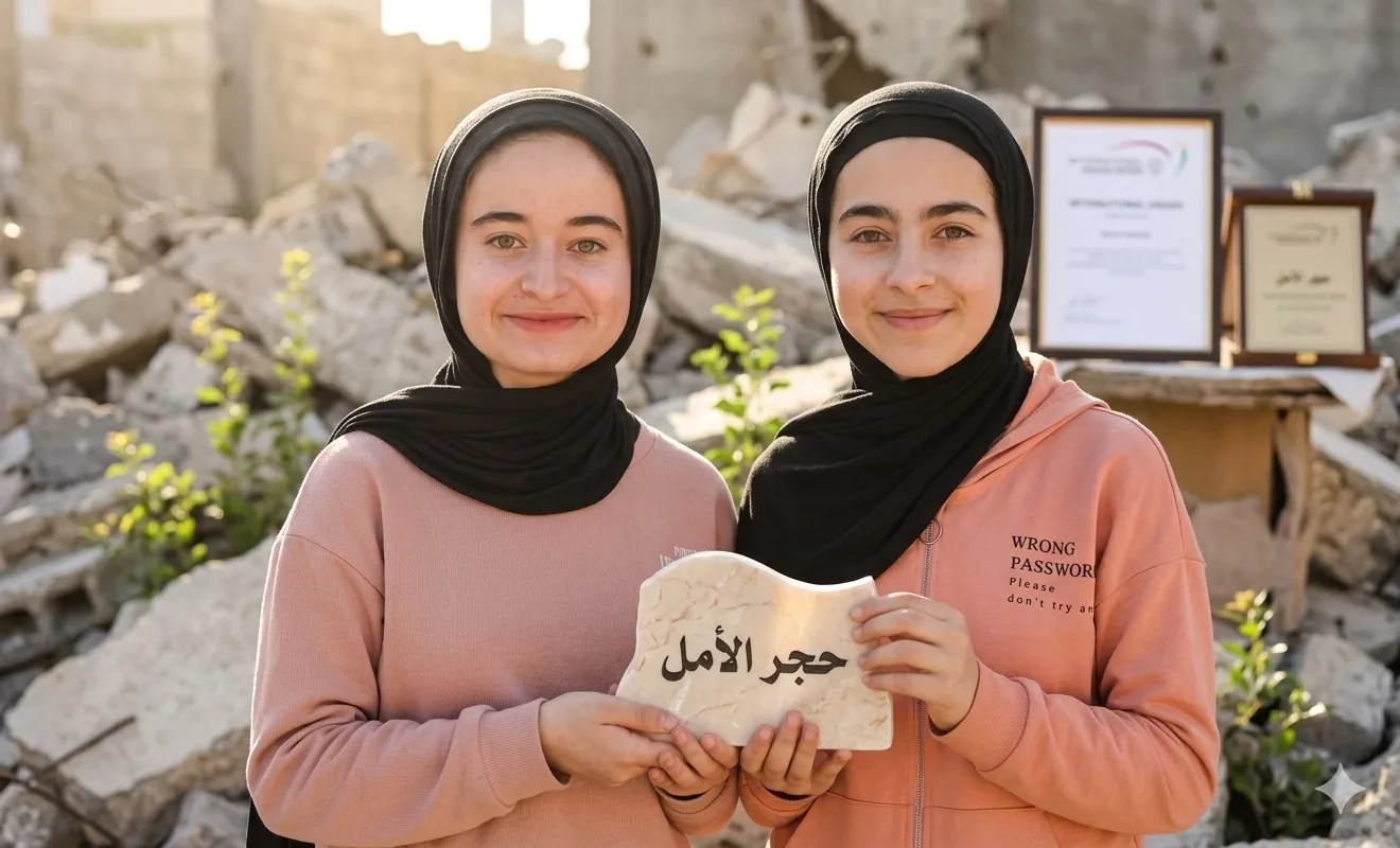 من خيمة النزوح إلى جائزة دولية.. شقيقتان من غزة تحولان الأنقاض إلى «حجر الأمل»