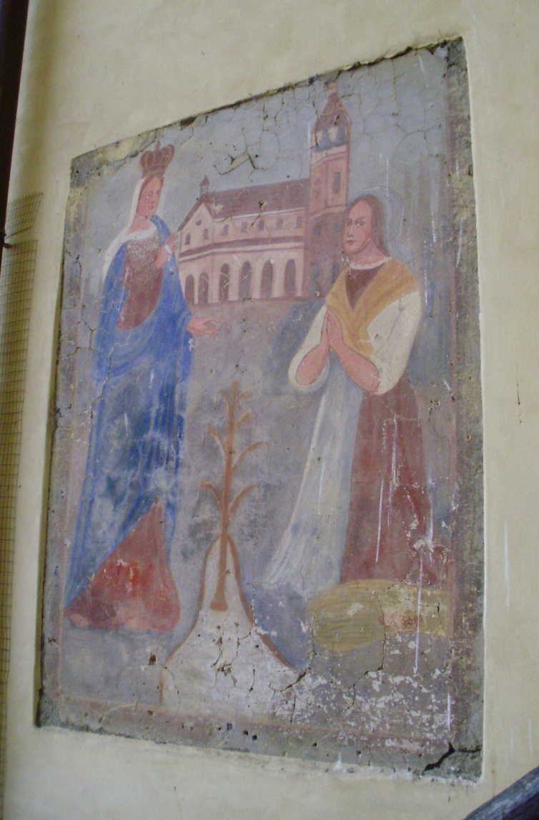 outdoor fresco in a courtyard, before