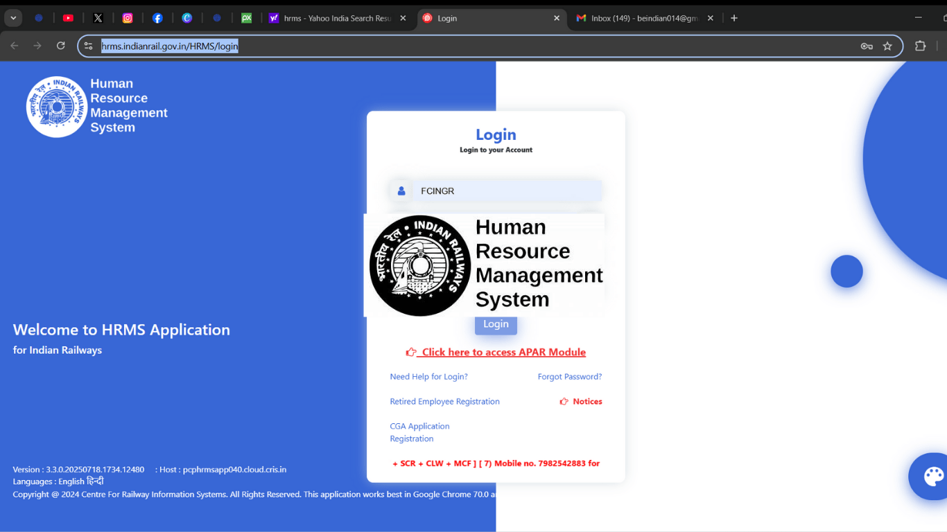Indian Railway HRMS App
