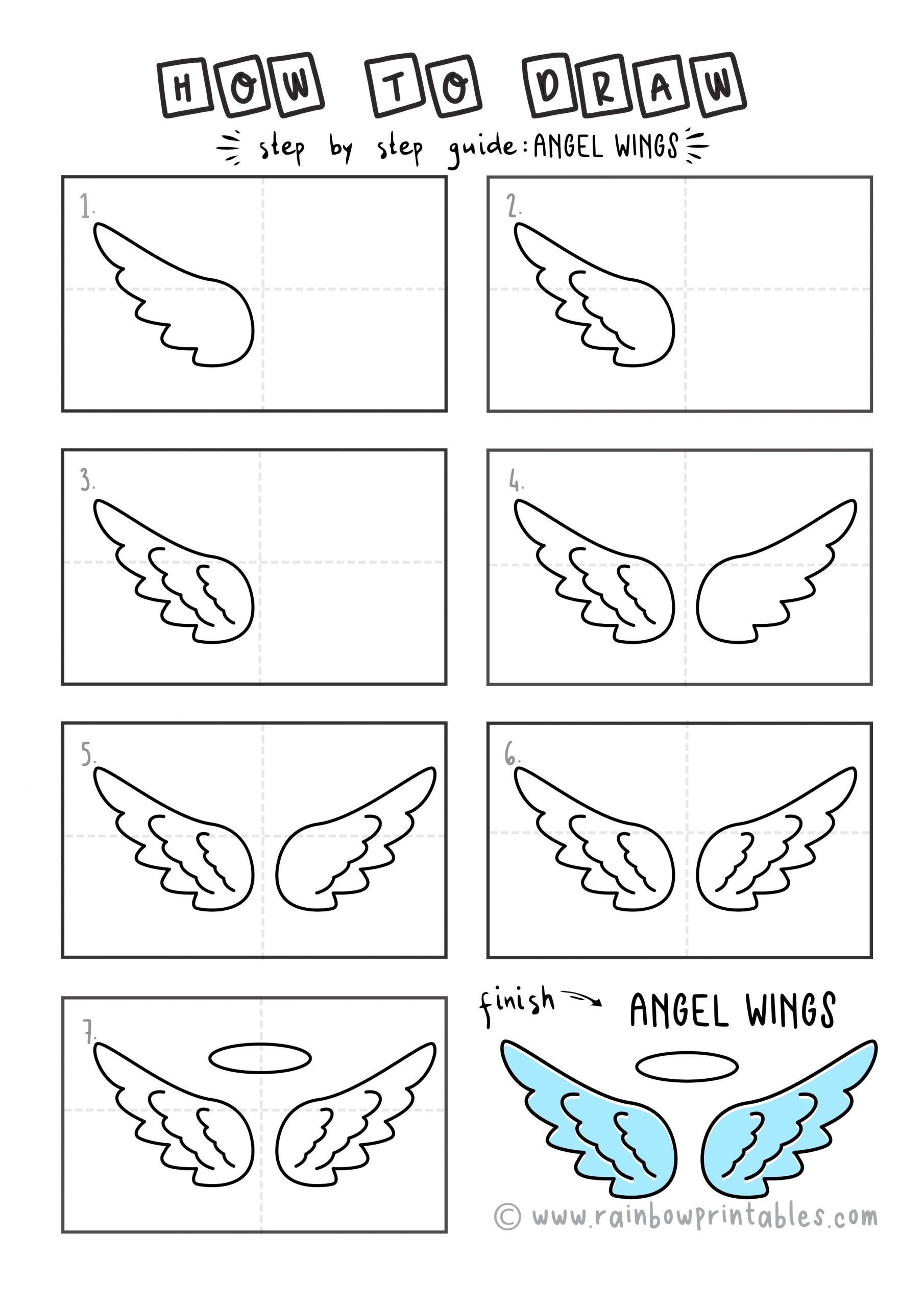 wallpapers Cartoon Angel Wings Drawing Easy rainbow printables