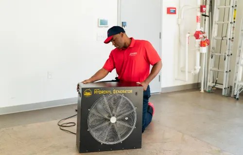 technician with large fan