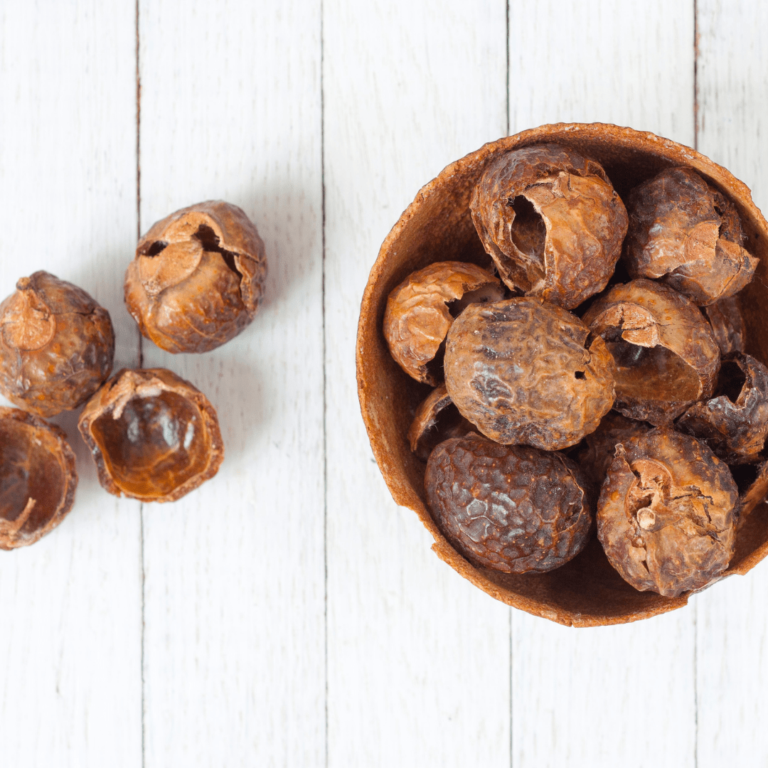 soapnuts in bowl, sustainable laundry routine, eco friendly products