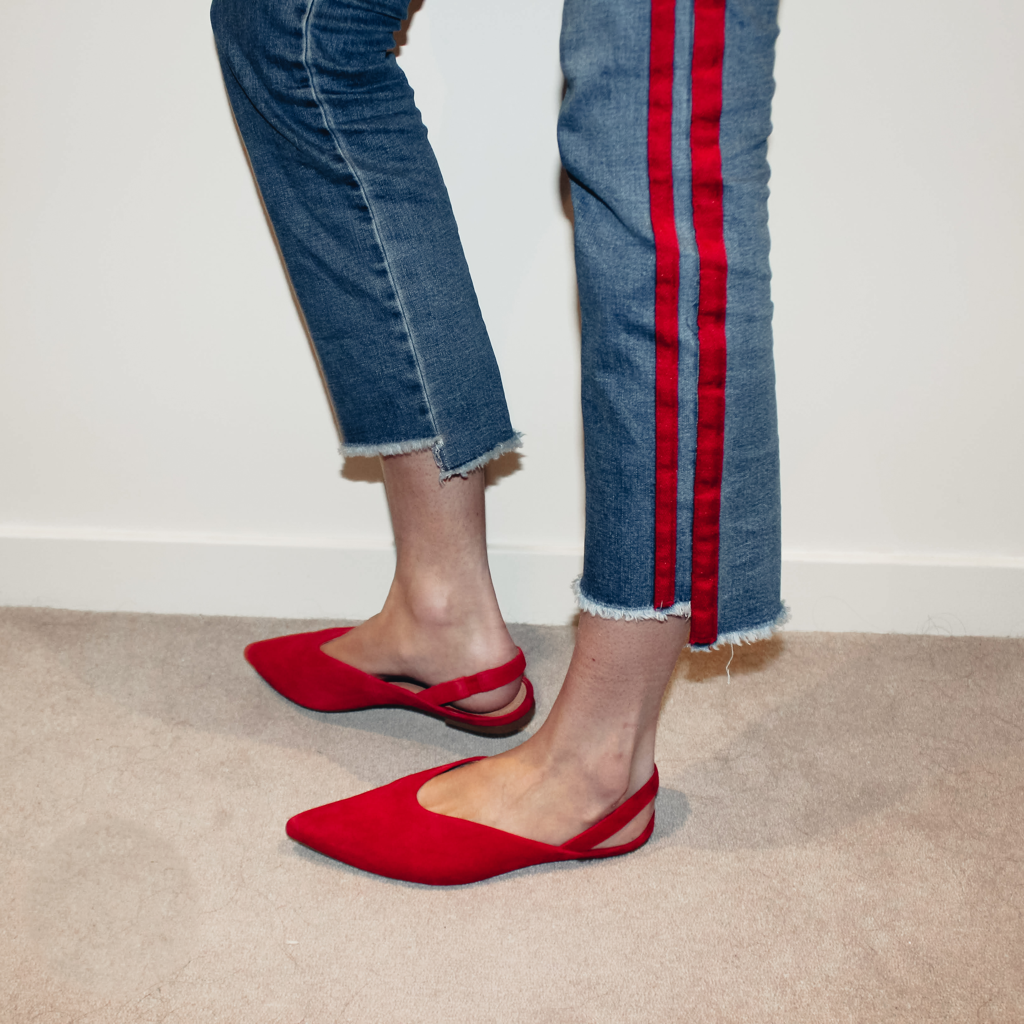 Red Flat Slingbacks